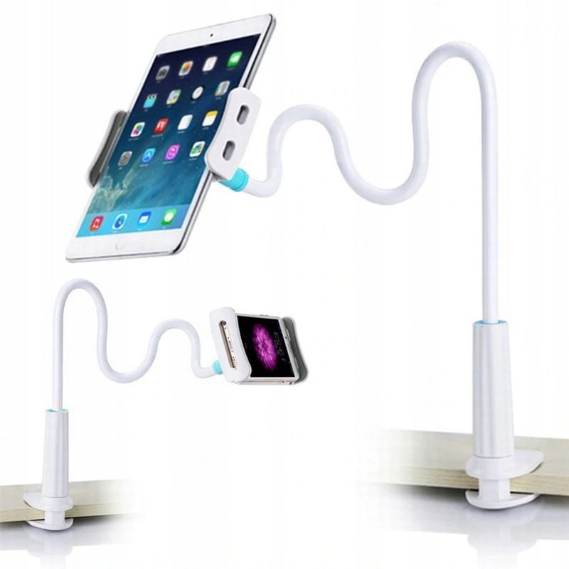 Suport pentru smartphone, brat flexibil 70 cm, clema telescopica 3.5 -10.5 inch, alb - imagine 16